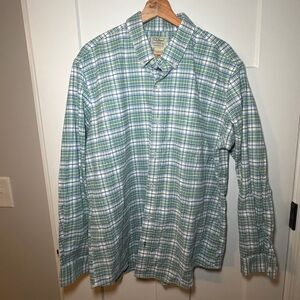 L.L.Bean Men’s Green Plaid Button-Down Shirt Large EUC Cotton
